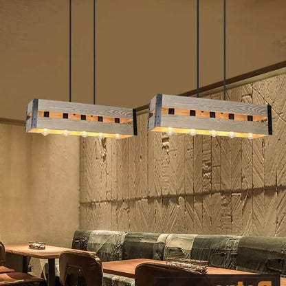 DecorBites™ 6-Head Industrial Style Pendant Lamp - Retro Solid Wood Iron Table Light