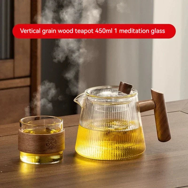 DecorBites™ Glass Teapot for Home & Restaurant Brewing - Transparent High Borosilicate Material