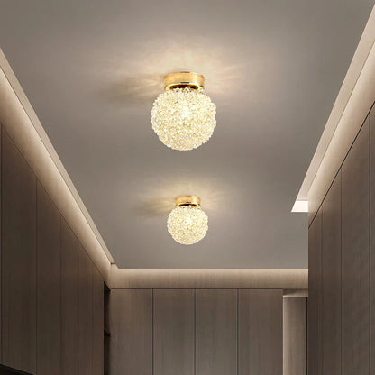 DecorBites™ Gold Metal Crystal Pendant Light for Bedroom Dining Room Aisle Corridor