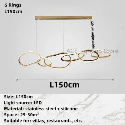 DecorBites™ Gold LED Ring Ceiling Chandelier: Modern Luxury for Bar, Hotel, Bedroom & Restaurant