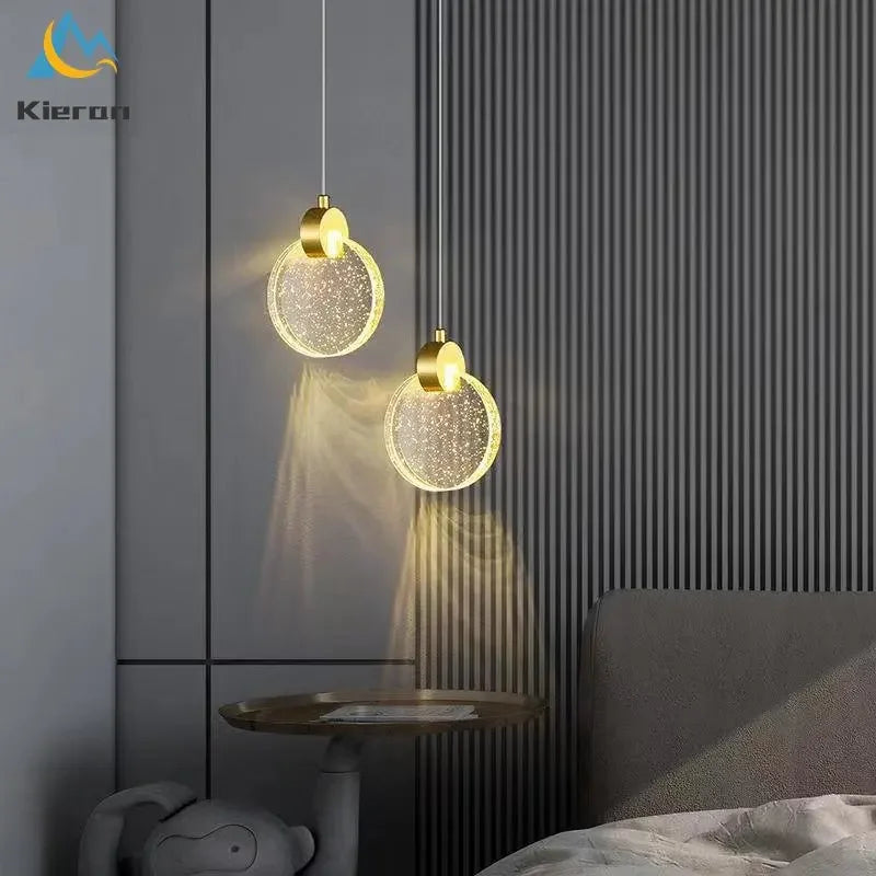 DecorBites™ Crystal LED Chandelier Tricolor Light Pendent Lamp for Modern Living Room