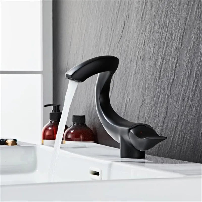 DecorBites™ Black Gold Brass Bathroom Faucet Mixer Sink Tap Deck Mounted Chrome Gray