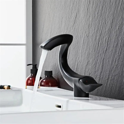 DecorBites™ Black Gold Brass Bathroom Faucet Mixer Sink Tap Deck Mounted Chrome Gray
