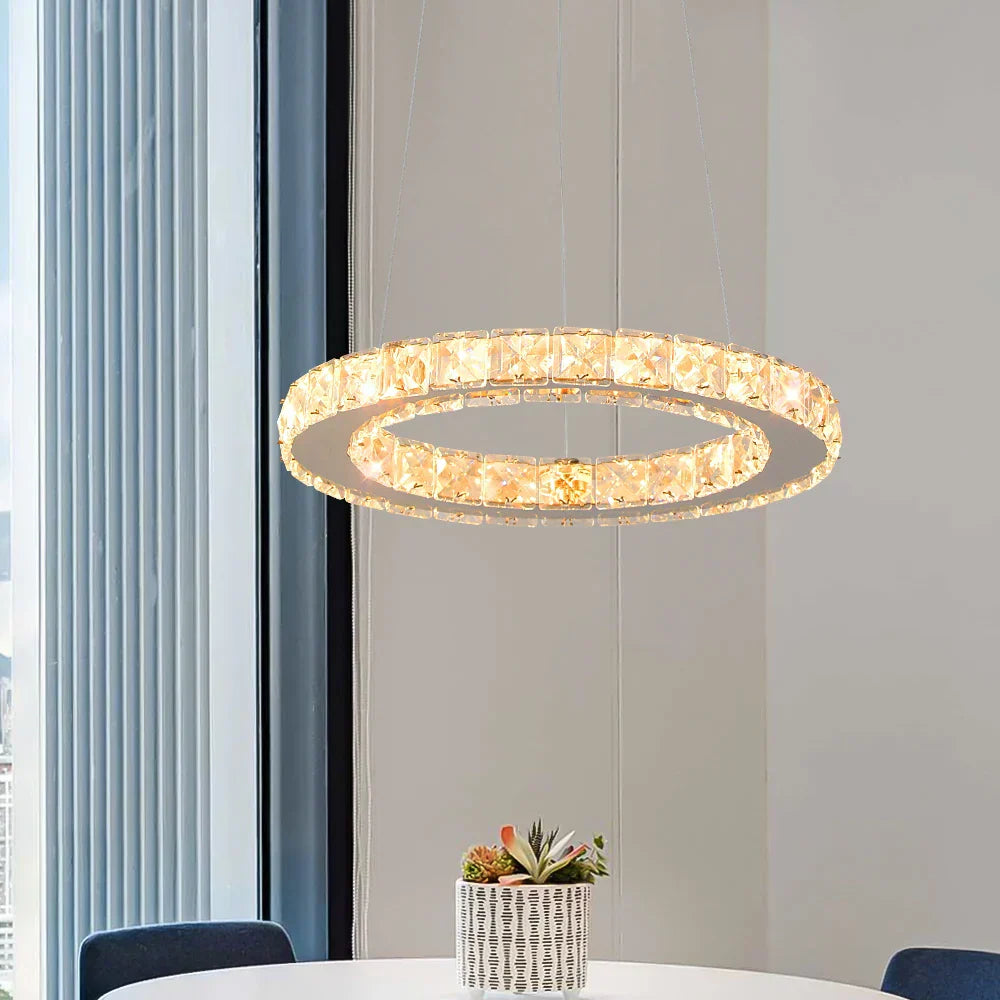 DecorBites™ Crystal Chandelier LED Pendant Lighting for Living Room