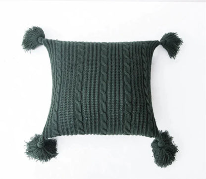 DecorBites™ Knit Pillow Case 45x45cm Soft Decorative Cushion Cover Tassels Sofa Bed