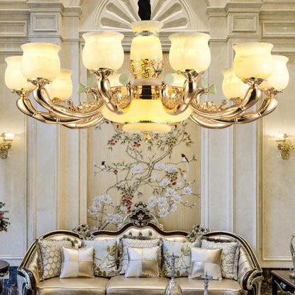 DecorBites™ Luxe Jade Copper Living Room Chandelier