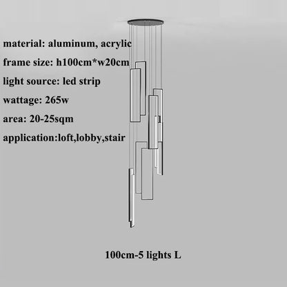 DecorBites™ LED Geometry Stair Chandelier - Luxury Nordic Villa Pendant Fixture for Modern Living