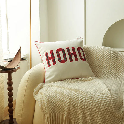 DecorBites™ Christmas Letter Embroidery Plaid Cushion Cover Set