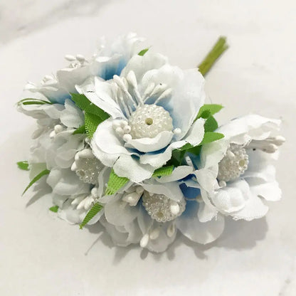 DecorBites™ Blue Flower Cherry Stamen Berries Bundle for DIY Christmas Wedding Decor