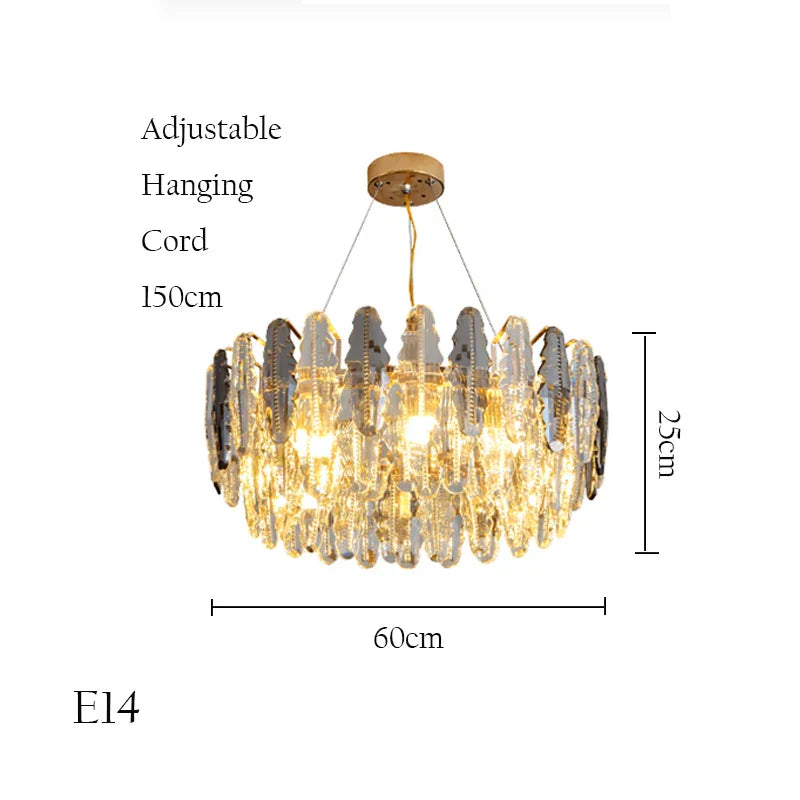 DecorBites™ Crystal Chandelier Pendant Light for Living Room Bedroom Foyer