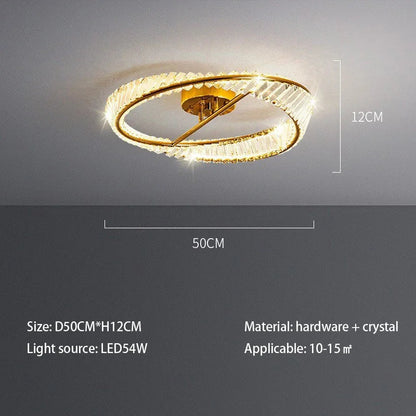 DecorBites™ Crystal Rings LED Ceiling Light: Modern Dimmable Gold Lustre for Indoor Home Decor
