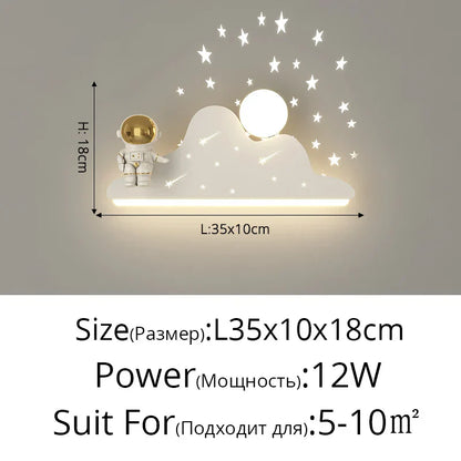 DecorBites™ Astronaut Moon Wall Lamp for Children's Bedroom with Simple Modern Design