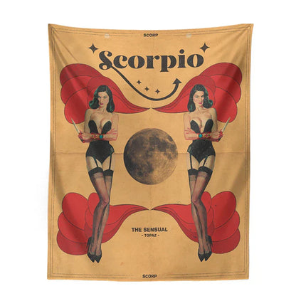 DecorBites™ Constellation Tarot Tapestry: Retro Modern Woman Wall Hanging & Room Decor