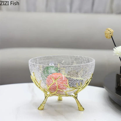 DecorBites™ Golden Branches Glass Bowl Set for Home Kitchen Desserts and Snacks
