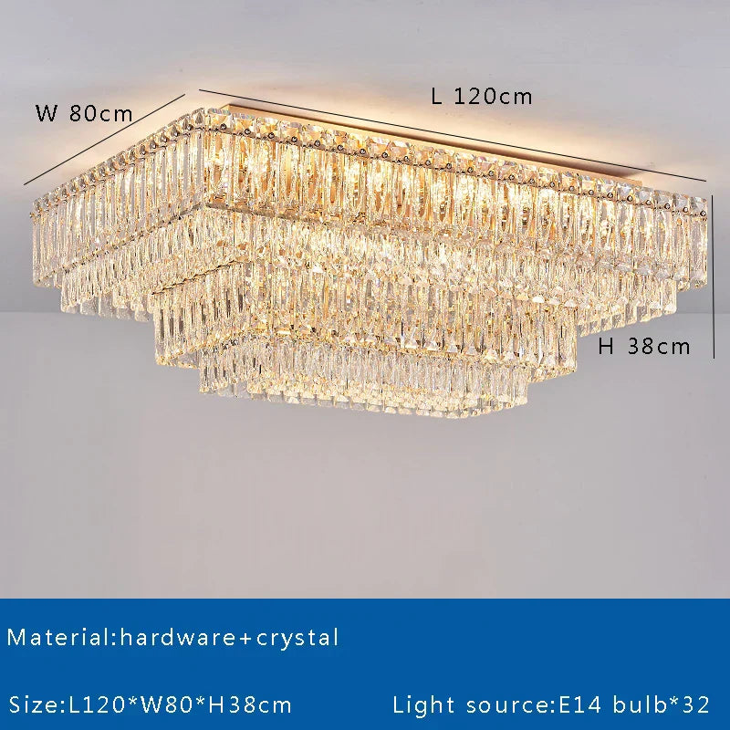 DecorBites™ Crystal Round Ceiling Lamp - Nordic Luxury Home Decor Luxe Chandelier