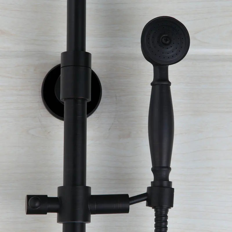 DecorBites™ 8" Black Rain Shower Head Set with Hand Spray and Mixer Faucet