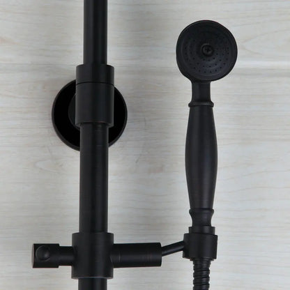 DecorBites™ 8" Black Rain Shower Head Set with Hand Spray and Mixer Faucet