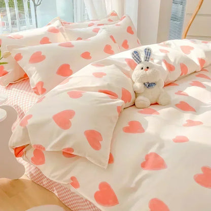 DecorBites™ Cartoon Print Polyester Bedding Set Full Size Soft Duvet Cover Set