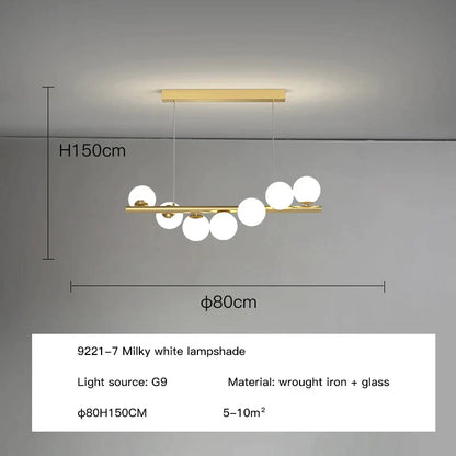 DecorBites™ Glass Ball G9 LED Ceiling Chandelier for Living Dining Kitchen Decor