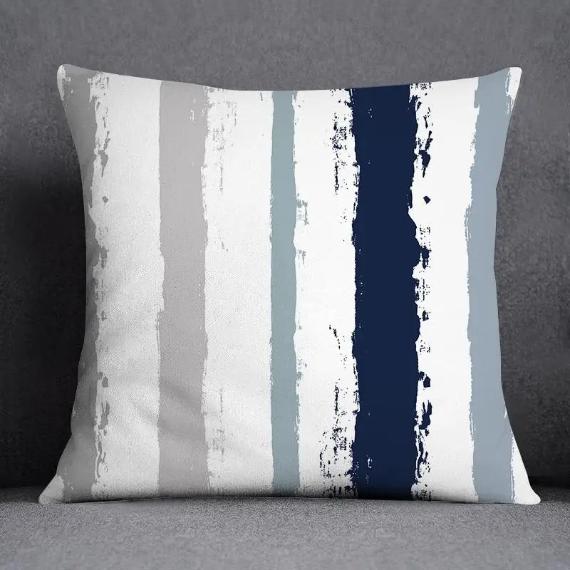 DecorBites™ Blue Geometric Floral Design Pillowcase - Modern Home Decor Cushion Cover