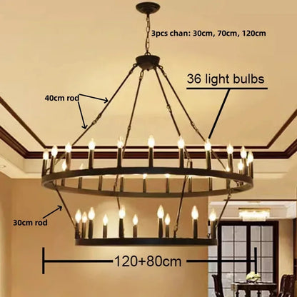 DecorBites™ Black Metal LED Pendant Chandelier for Living Room and Stairs