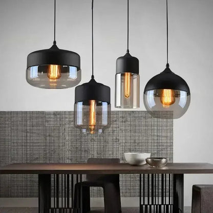 DecorBites™ Glass Wood Chandelier LED Pendant Light Fixture for Living Dining Bedroom