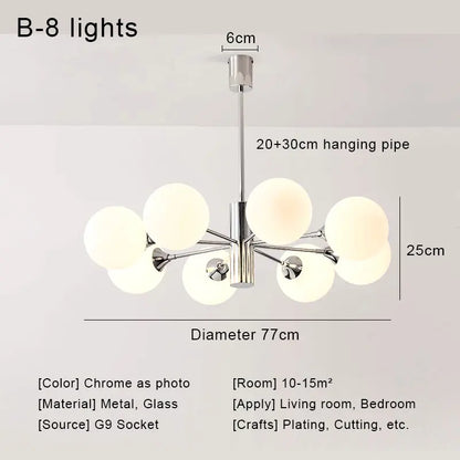 DecorBites™ Glass Ball LED Ceiling Chandelier for Modern Living Room and Bedroom