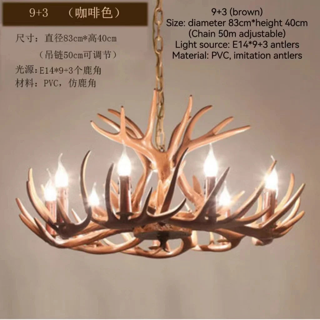 DecorBites™ Antler Branch Ceiling Chandelier: Retro Industrial Style Lighting for Indoor Spaces