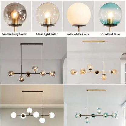 DecorBites™ Glass Ball LED Pendant Light Modern Chandelier for Living Room Decor