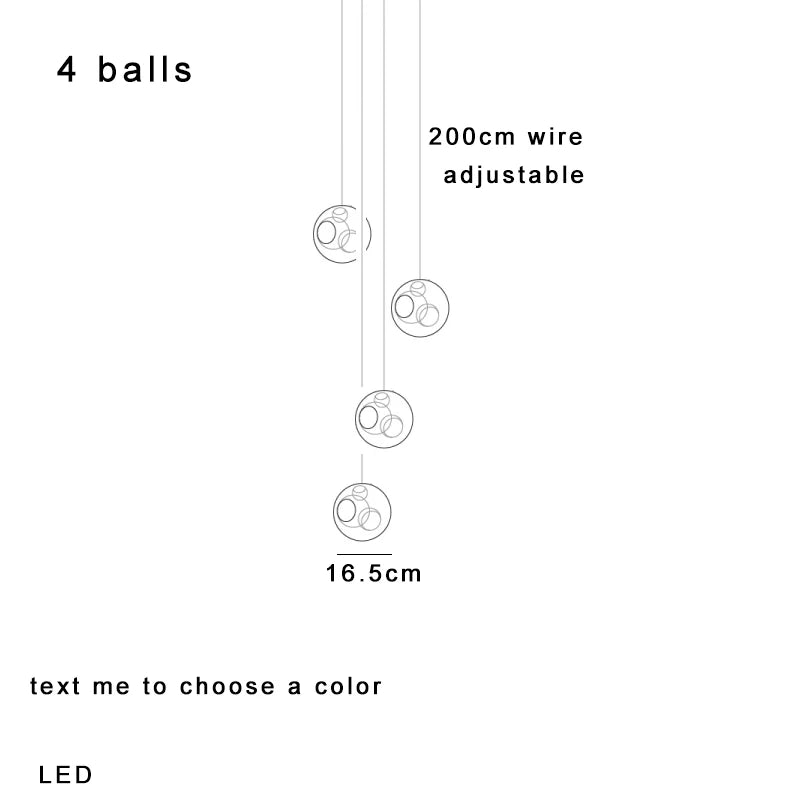 DecorBites™ Colorful Balls Chandelier: Modern Dimmable Rectangle Dining Room & Bedside Hanging Lamp