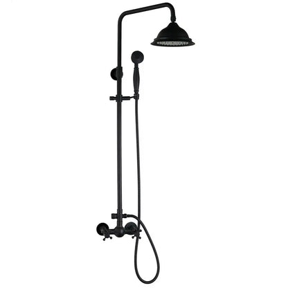 DecorBites™ 8" Black Rain Shower Head Set with Hand Spray and Mixer Faucet