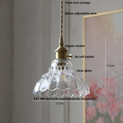 DecorBites™ LED Pendant Lights with Blue Glass & Brass Knob Switch for Modern Home Decor