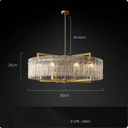 DecorBites™ Dimmable LED Copper Glass Chandelier for Living Room