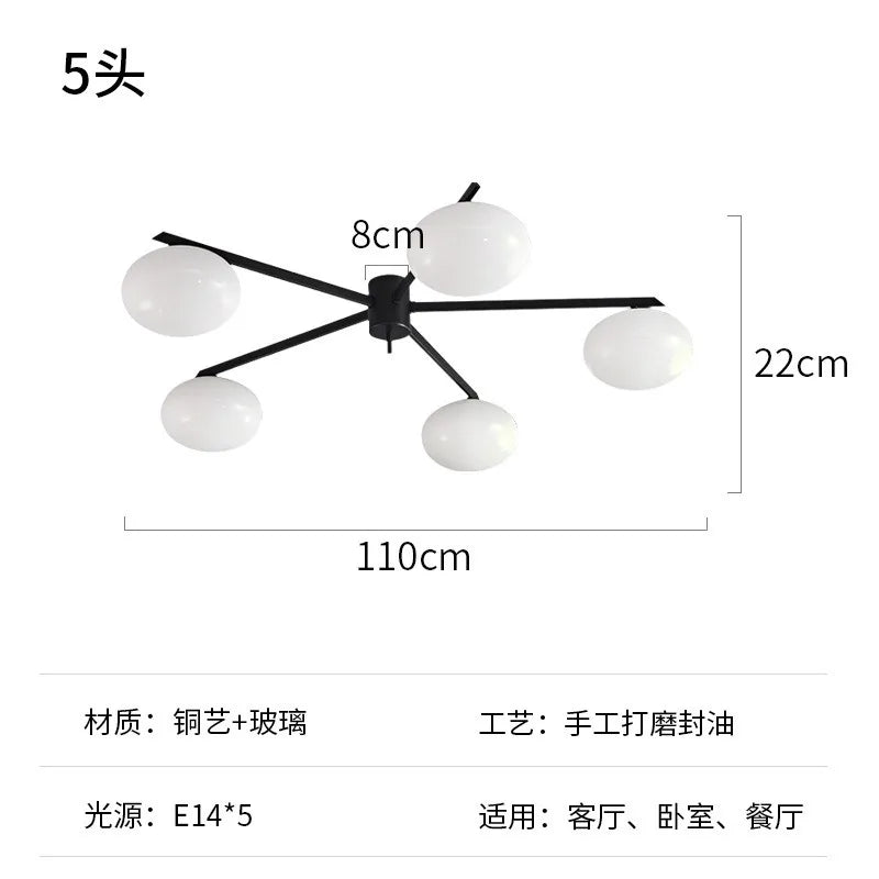 DecorBites™ Black/Gold Lustre Copper Ceiling LED Modern Light Fixture for Living Room/Kitchen/Balcony