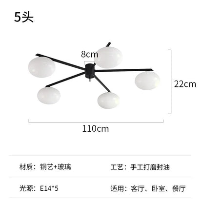 DecorBites™ Black/Gold Lustre Copper Ceiling LED Modern Light Fixture for Living Room/Kitchen/Balcony