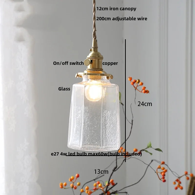 DecorBites™ Glabe LED Pendant Lamp Walnut Wood Copper Modern Hanging Light Fixture