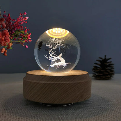 DecorBites™ Crystal Ball Music Box: Rotating Light Projection, Birthday & Valentine's Day Gift