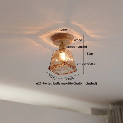 DecorBites™ Amber Glass LED Ceiling Lights Modern Decoration for Home Porch Restaurant