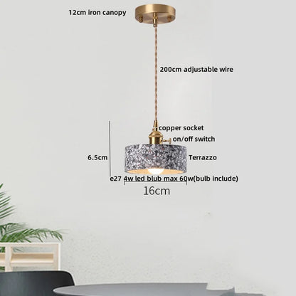 DecorBites™ Black Terrazzo Stone LED Pendant Lamp Modern Nordic Hanging Lights