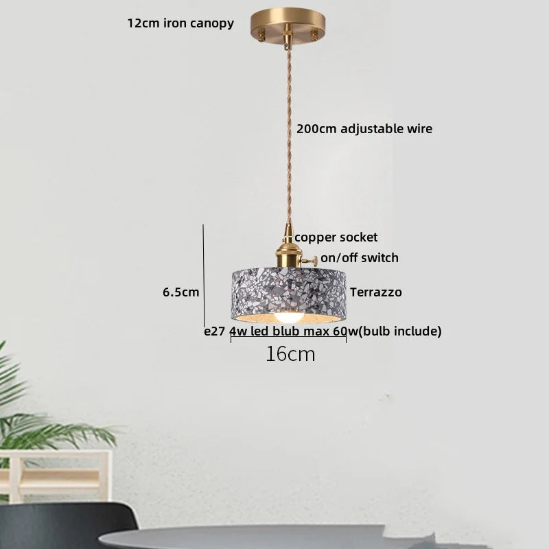 DecorBites™ Black Terrazzo LED Pendant Lamp for Dining Living Room Staircase