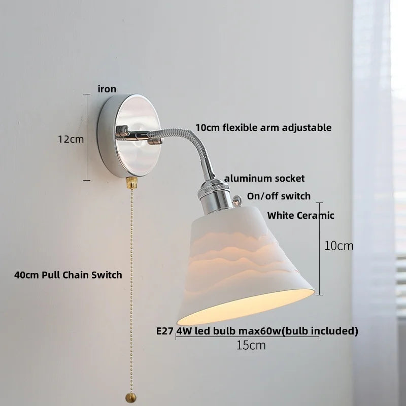 DecorBites™ Glass Wall Light Fixture with Pull Chain Switch, Adjustable Arm, Modern Nordic Design