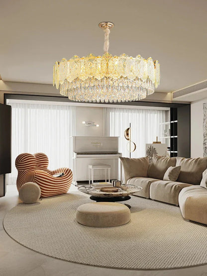 DecorBites™ Gold Glass Dining Table Lamp | Modern Round Crystal Hanging Pendant Lights