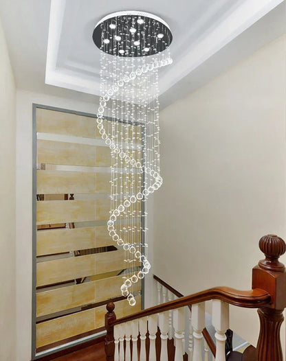 DecorBites™ Crystal Staircase Chandelier Light Fixture | Luxury Hotel Villa Bedroom Hanging Lamp
