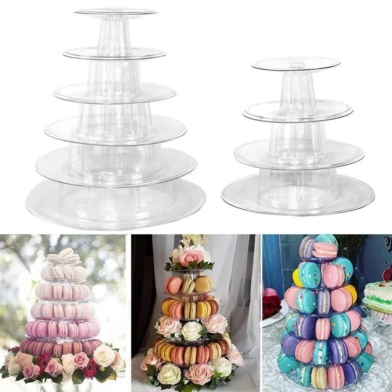 DecorBites™ 6/4 Tier Macaron Tower Stand Cake Display for Wedding Birthday Baby Shower
