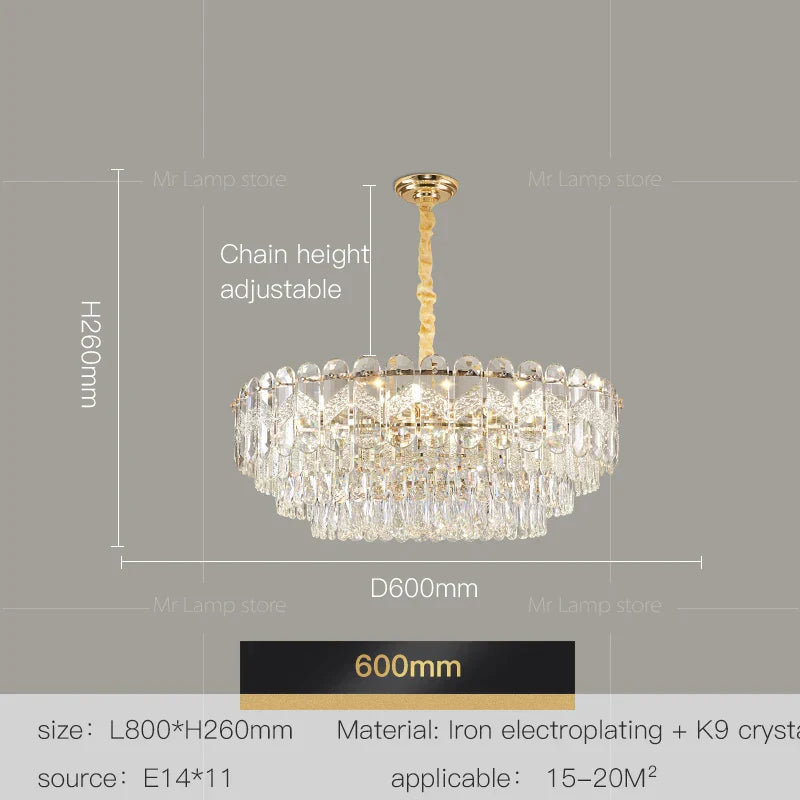 DecorBites™ Crystal Chandelier LED Light: Modern Luxury Restaurant Hall Lighting