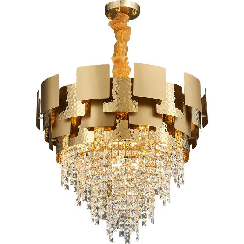 ™ Golden Crystal Stainless Steel Pendant Light for Stylish Foyer