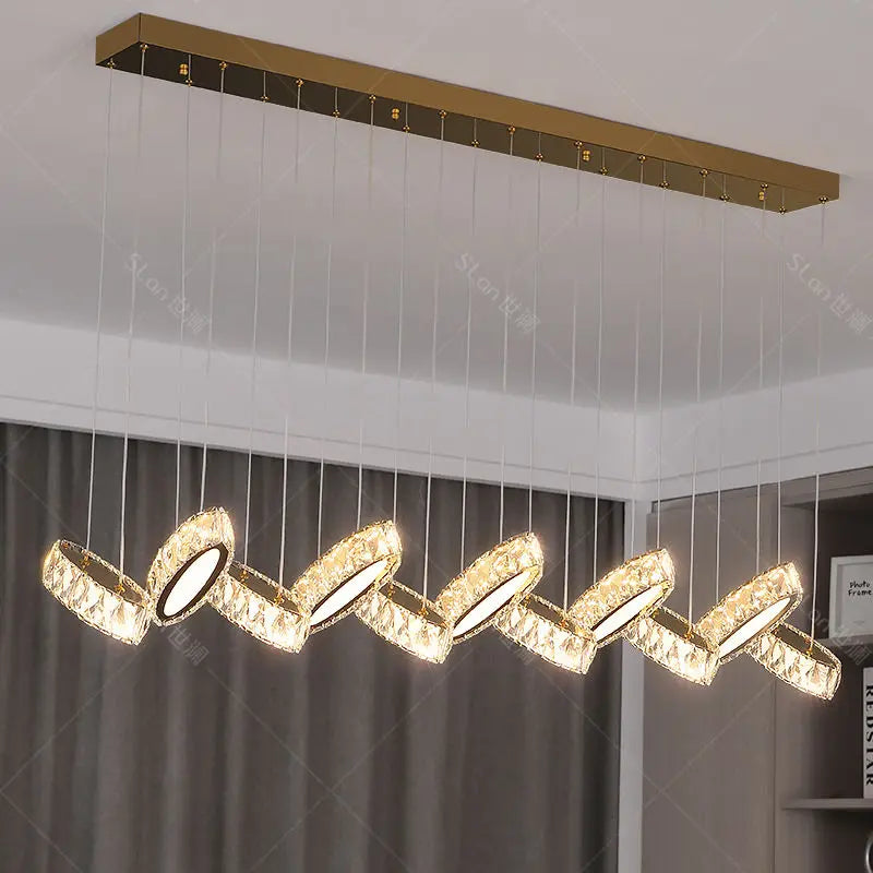 DecorBites™ Crystal Chandelier Stair Pendant Light Living Room Interior Lighting