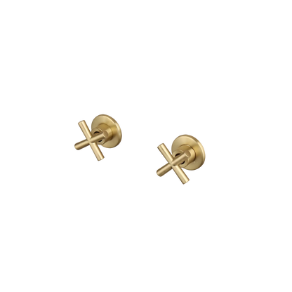 DecorBites™ Brushed Gold Rainfall Shower Faucet Set with Dual Handles and Wall Mount