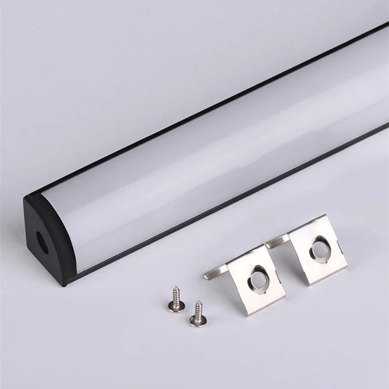 DecorBites™ Black V LED Aluminum Profile with Milky Cover for Strip Light in Corner Cabinets