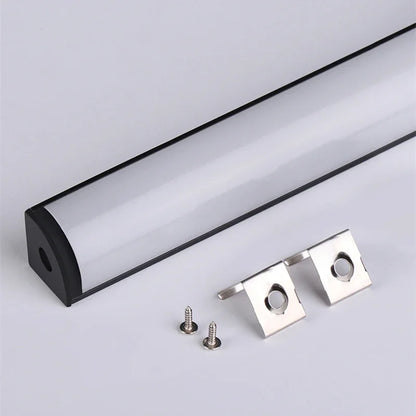 DecorBites™ Black V LED Aluminum Profile with Milky Cover for Strip Light in Corner Cabinets